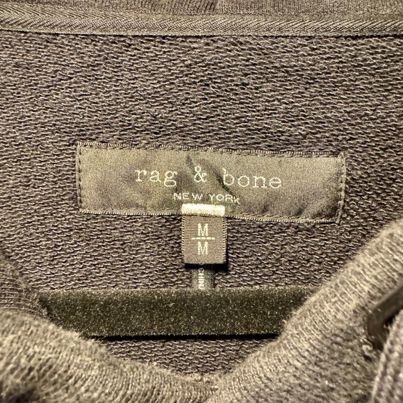 Rag & Bone Heavyweight Hoodie Men's Medium Solid Black Pullover Sweatshirt - Picture 3 of 12